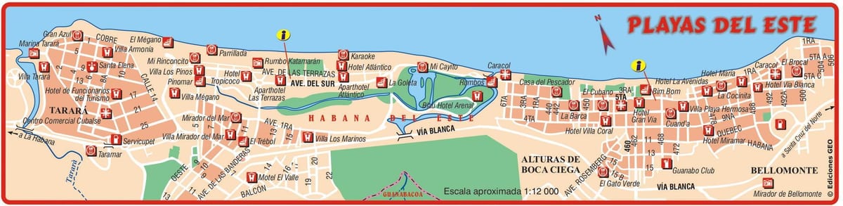 xəritə Playa del-Este Kuba